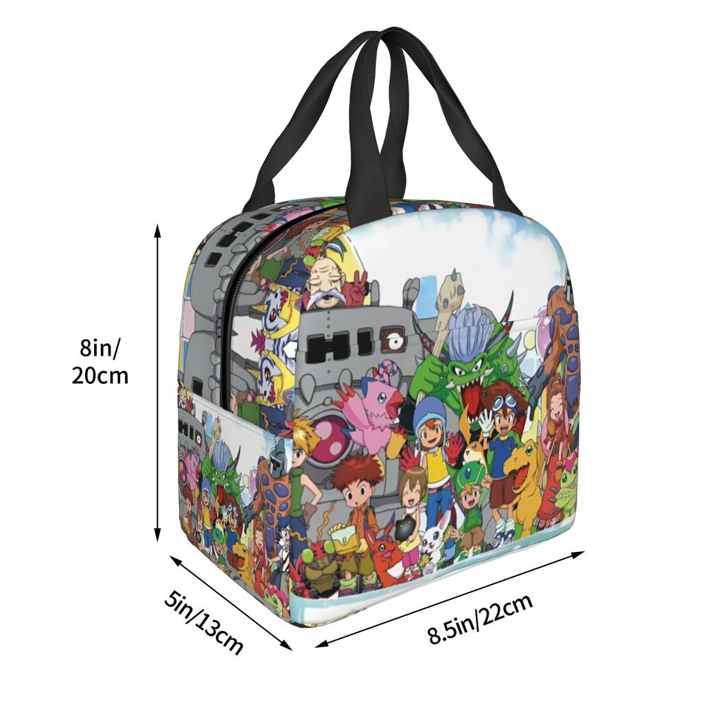 Custom D-Digimons Lunch Bag Men Women Cooler Thermal Insulated Lunch Boxes for School