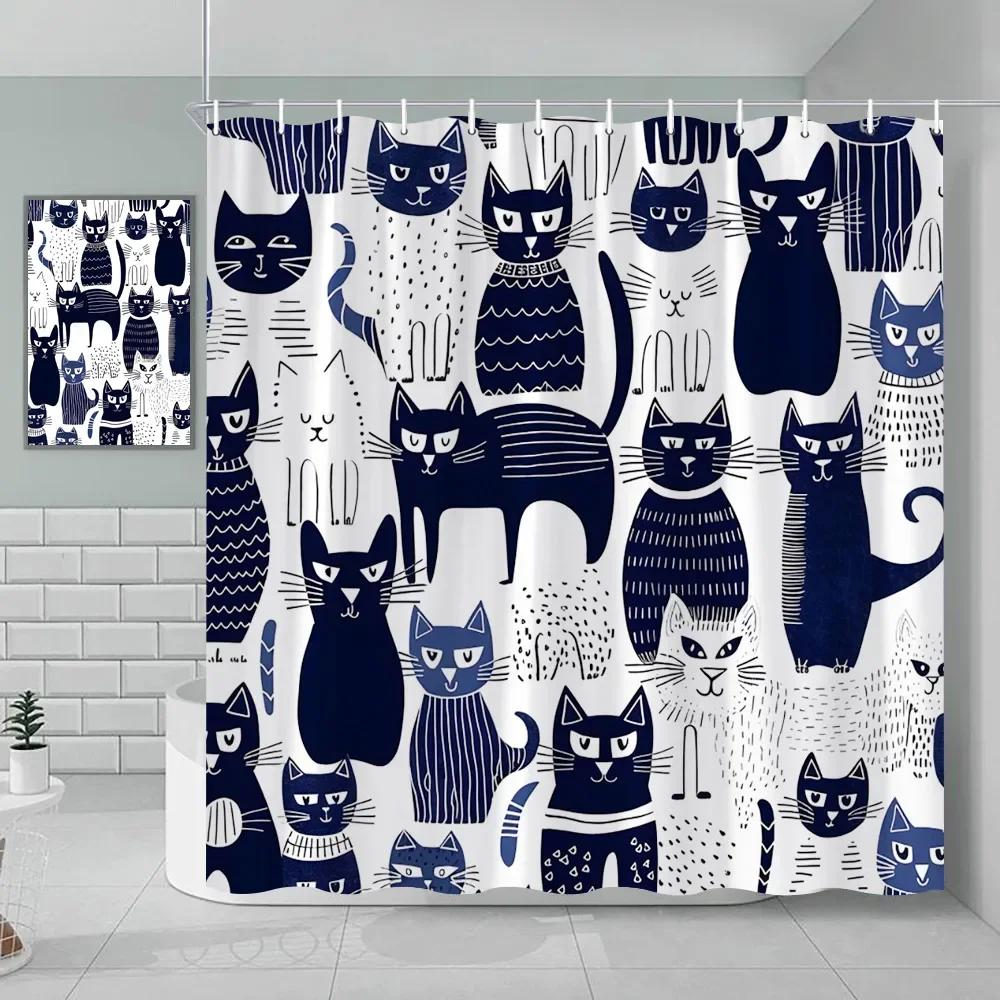 Legrační kočičí sprchový závěs Roztomilý kreslený lev Dinosaurus Zvířecí vana Zástěna Vodotěsné polyesterové závěsy pro děti Toaleta Koupelna