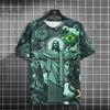 T-shirt Estiva a Maniche Corte per Uomo Donna Stampa Integrale Edizione Brasile Nero Grigio Maglia da Calcio T-shirt da Uomo Top