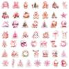10/30/50/100pcs Kawaii Pink Christmas Santa Claus Stickers Aesthetic Decals DIY Skateboard Guitar Cute Cartoon Sticker for Gift