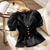 Chic Blue French Niche Short-Sleeve Blouse - Stylish Women's Outerwear for Summer 2026