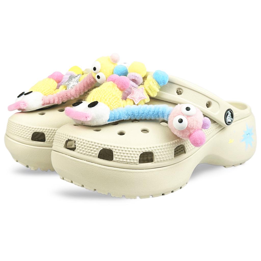 Crocs Classic Platform Clog BNK Jumping Candy EVA Comfortable and Versatile Simple Little Fresh Hole Shoes Women's White
