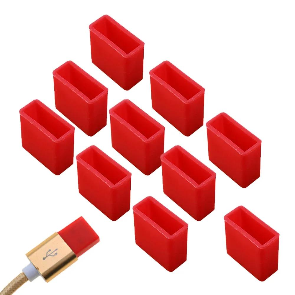 10pcs/set Transmission Data Cable USB Dust Plug Charging Wire Silicone Protective Cap USB Protector Dust Cover