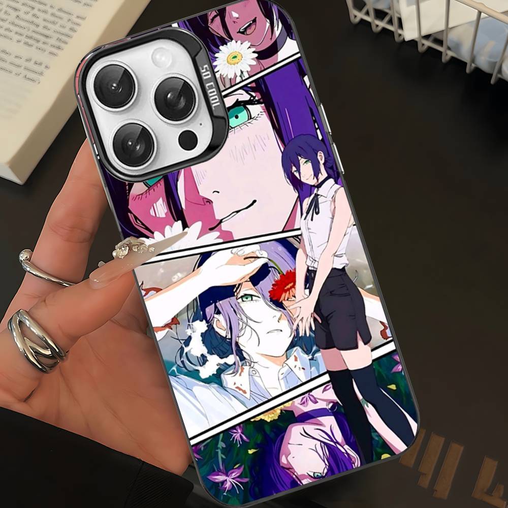 Anime C-Chainsaw Man Phone Case For IPhone 17 16 15 14 11 12 13 Pro Max Plus Pro Colored Silver Cover