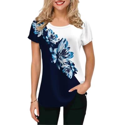 3d Flower Printed Ladies T Shirt Summer Loose Casual Female Basic Tops Tee Women Floral T-shirts Streetwear Short Sleeve