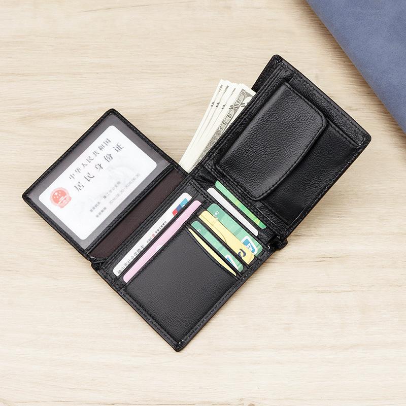 

Настоящая кожаная мужская складная обложка для карт и денег с RFID-защитой, из коровьей кожи, деловой короткий кошелек с отделением для монет