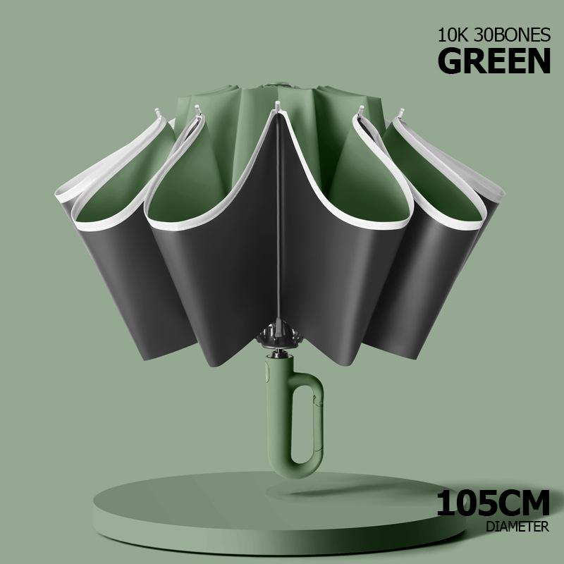 UV Umbrella Windproof Umbrella for Men Women Fully Automatic Reverse Folding Umbrella with Reflective Stripe Carabiner Handle