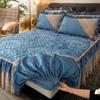 Winter Lace Velvet Fitted Sheet, Bed Skirt, Integrated Bedspread, Removable and Washable Quilted Short Plush Full-cover Plush Bed Cover