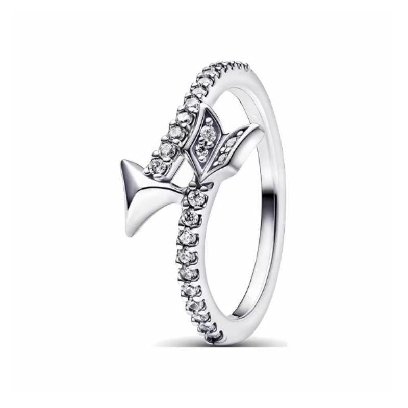 Pandora Cupid s Arrow Pave Design 925 Silver Synthetic Cubic Zirconia Ring Women s Silver Silver 56 mirror jewelry box