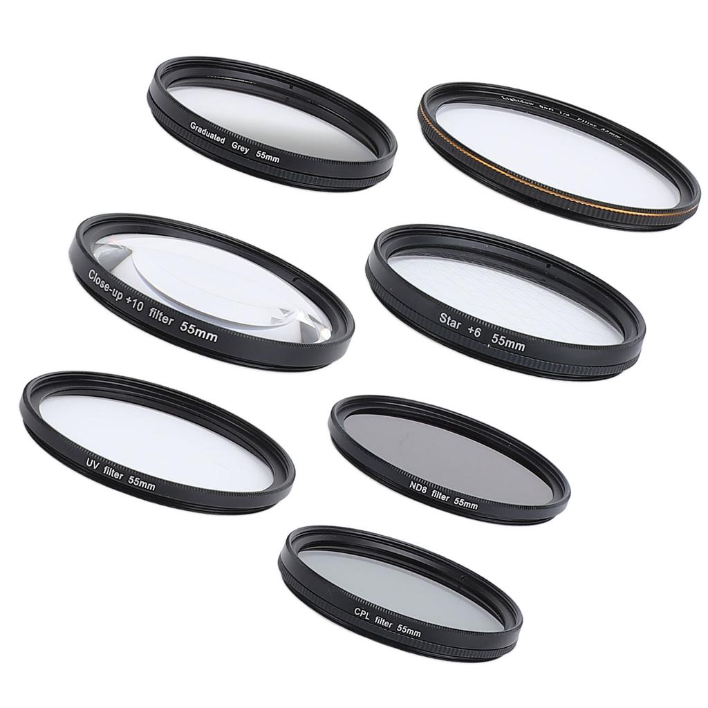 Camera Lens Filter Kit UV CPL ND8 Soft White Graduated Grey 10X Macro 6 Points Star Filter Set for Photography