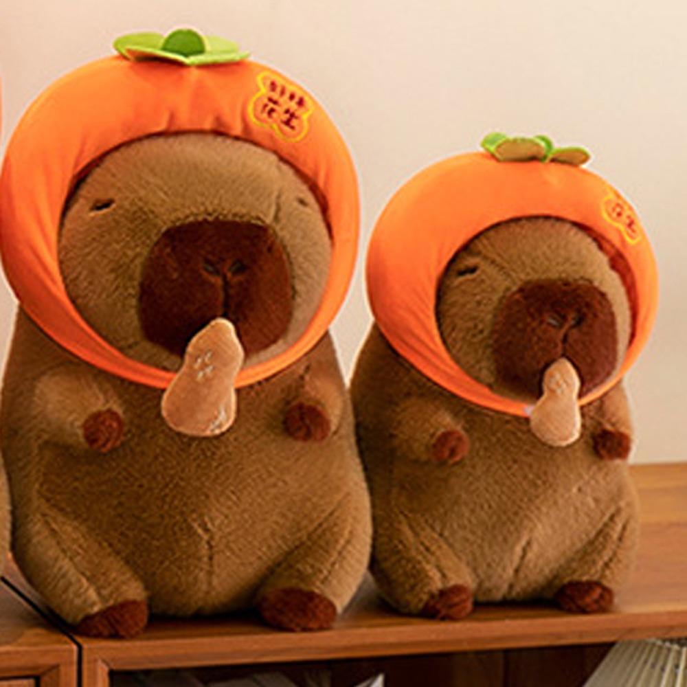 Wearing Headband Simulation Capybara Toy Peanut Stuffed Capybara Doll  Birthday Gifts