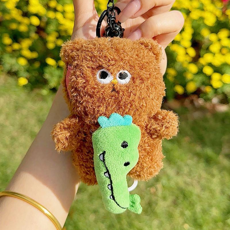 Jinnew Duck Bear Crocodile Soft Plush Keychain Doll With Rotating Element