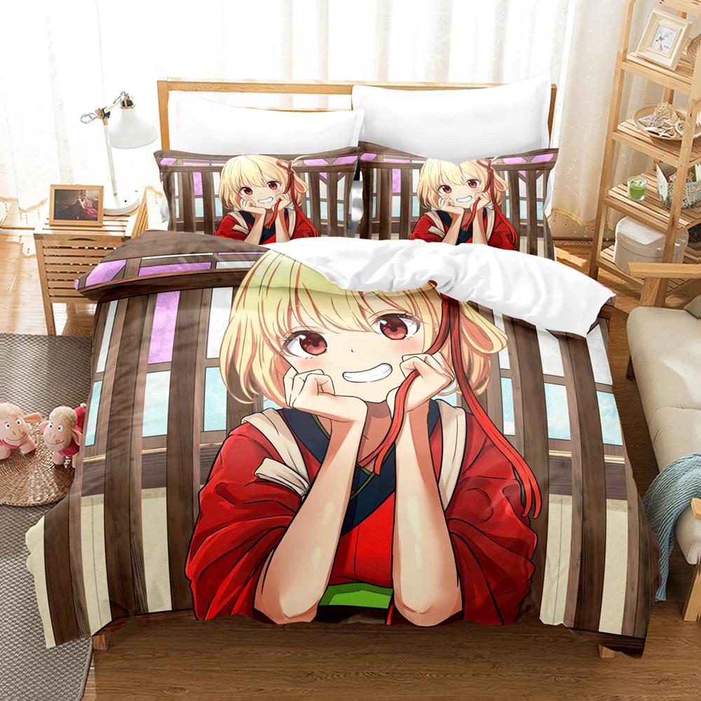 3D Print Anime Lycoris Recoil Bedding Set Duvet Cover Bedroom Comforter Covers Single Twin King _Size Quilt Cover Home Textiles
