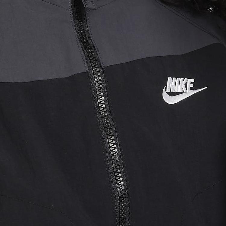 Nike Jacket Kids Color Block Logo Letter Print Stand Collar Zipper Kids Jackets Black FN9134-010