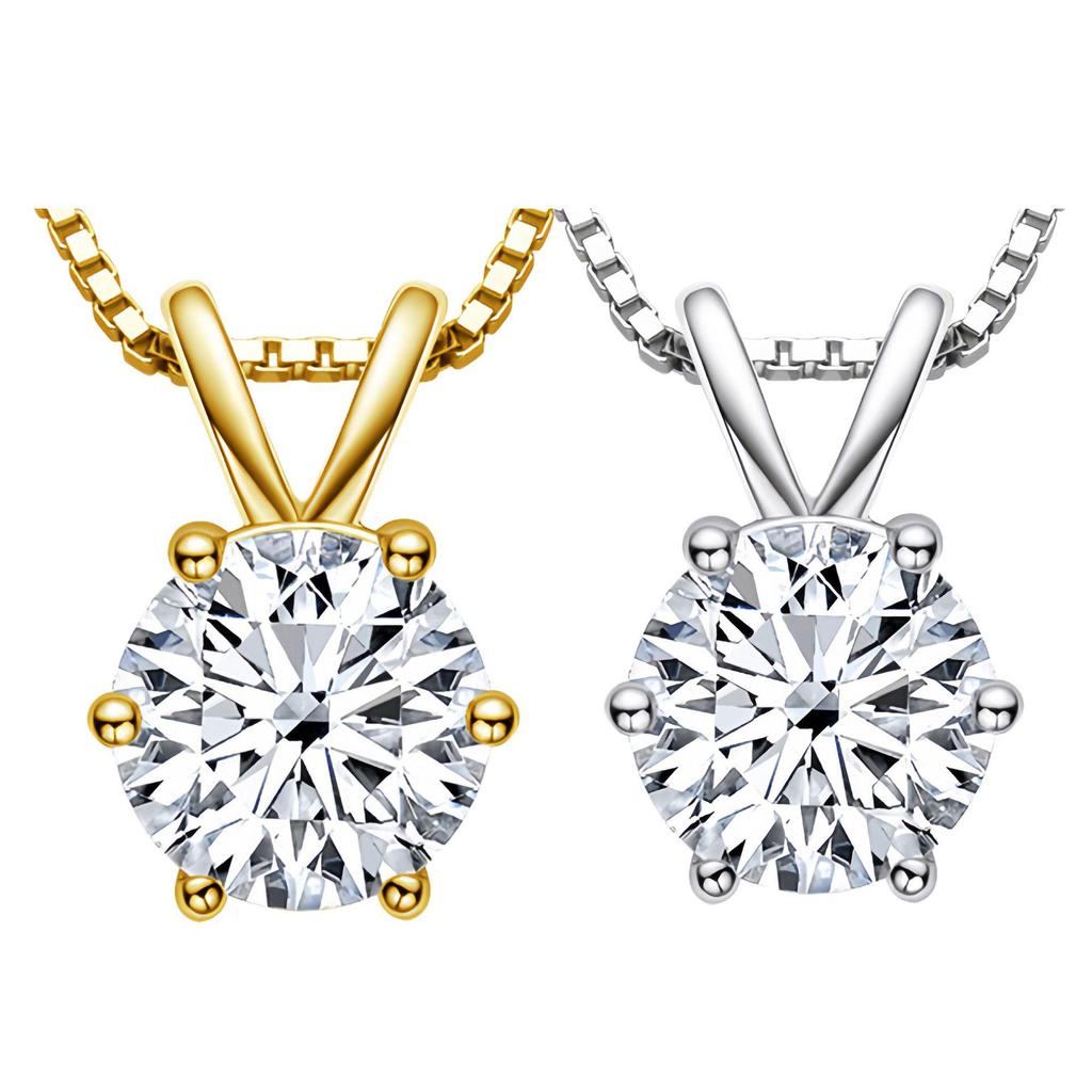 Collana a forma di orecchie di coniglio in Moissanite: Elegante Collana di Lusso con Pendente Rotondo da 1 Carato per Donna