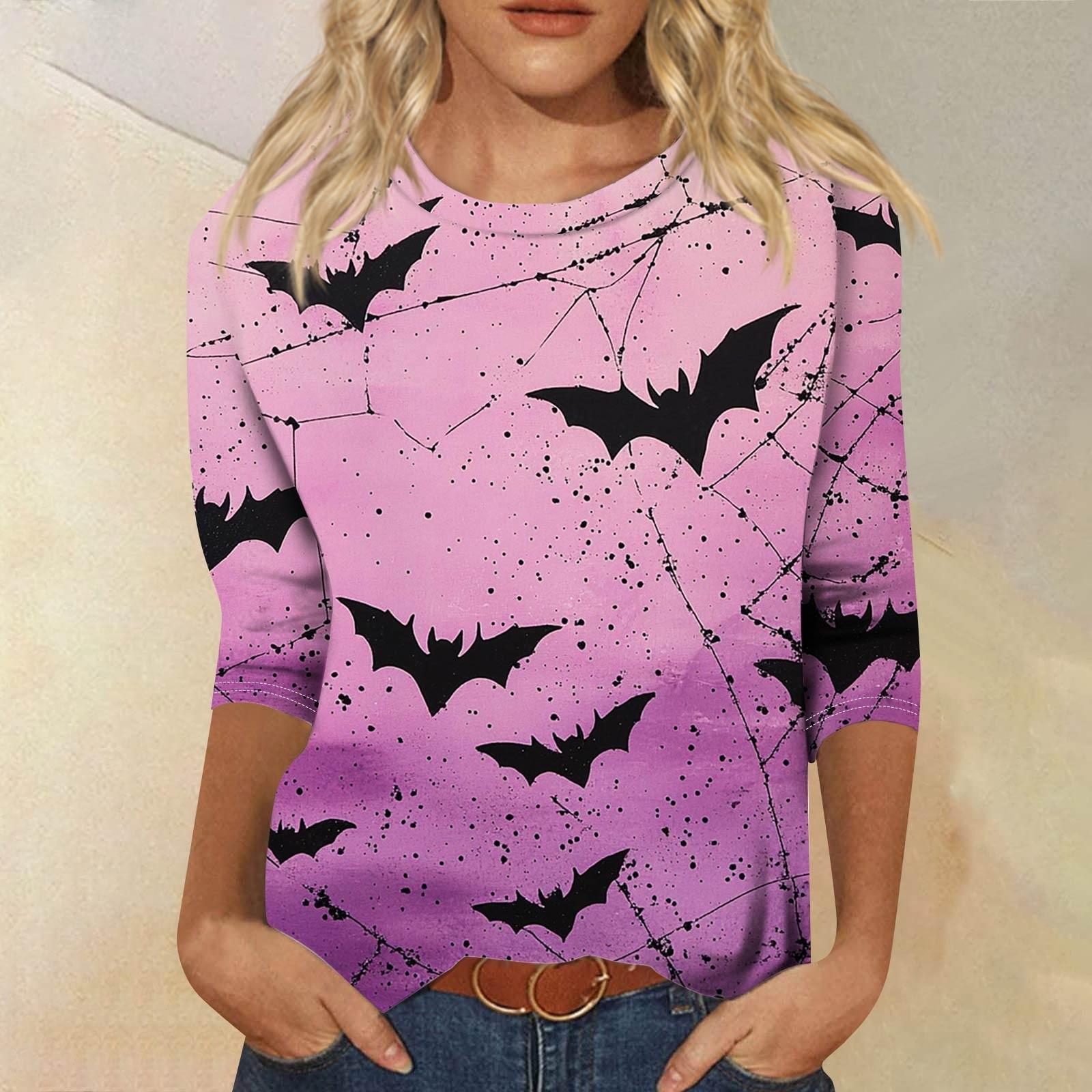 

Женская модная повседневная свободная футболка с круглым вырезом и рукавами 3/4 с принтом, женский топ M