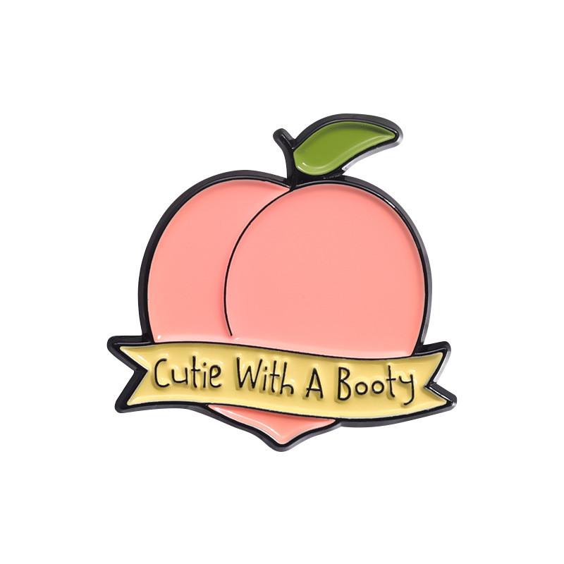 Creative Fruit Cute Series Metal Brooch Set Featuring Adorable Avocado And Peach Designs For Stylish Accessories And Fashionable
