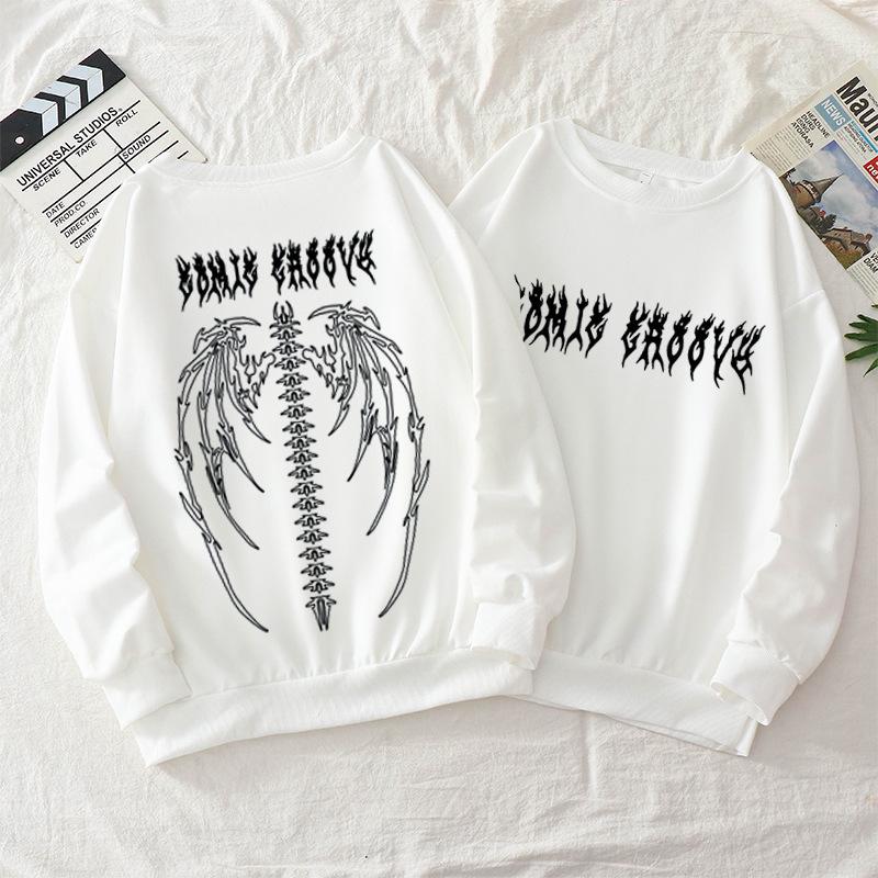 Unisex Retro Y2K Letter Print Fleece Sweatshirt: European & American Autumn Streetwear