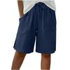 Women's Cotton Linen Drawstring Elastic Waist Casual Shorts with Pockets and Side Split Buttons