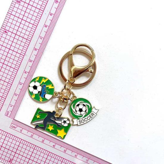 Keychain Pendant with Smooth Golden Lobster Clasp, Soccer Themed Charm Key Holder, Backpacks Car Keys Accessory