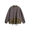 Unisex Oversized Plaid Patchwork Distressed Turn-Down Collar Hoodie Fall Casual Streetwear
