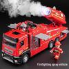 Children's Alloy Fire Truck Toy with Spray Water, Ladder, and Rescue Features