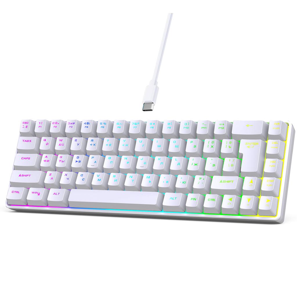 Russian English Dual Language Keyboard 68-Key RGB Backlit Gaming Mechanical Keyboard for Gaming