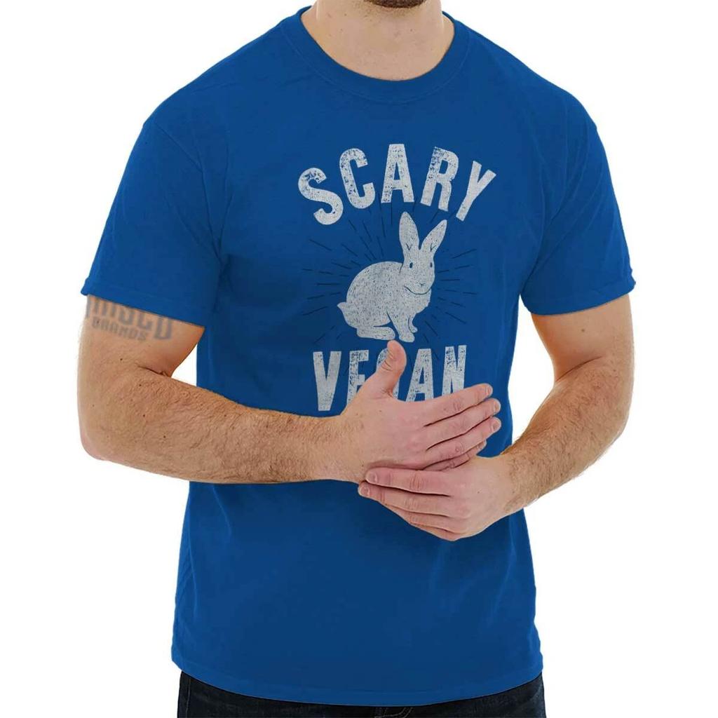 Funny Sarcastic Scary Vegan Bunny Rabbit Womens or Mens Crewneck T Shirt Tee