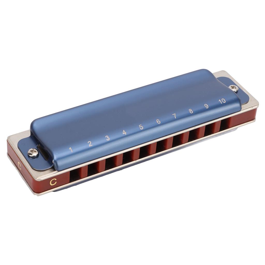 10 Hole Harmonica Metal C Key Diatonic Harmonica Mouth Organ Musical Instrument AccessoriesBlue