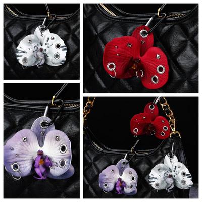 Creative Exquisite Phalaenopsis Orchid Keychain Sweet Simulation Flower Pendant Key Ring Backpack Hangings Decoration Gifts