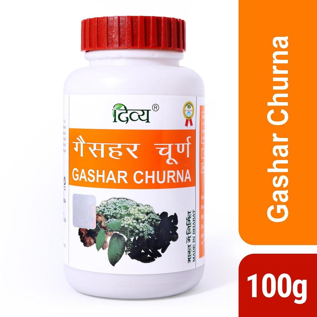 Patanjali Divya Gashar Churna Pó Digestivo 100 g Pacote com 1 Suporte Digestivo Herbal Após as Refeições Uso Diário