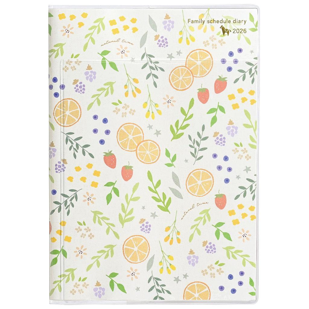 Kutsuwa Family Planner 2026 A5 Monthly Sunday Start Botanical Fruits 136SHB (Starts December 2025)
