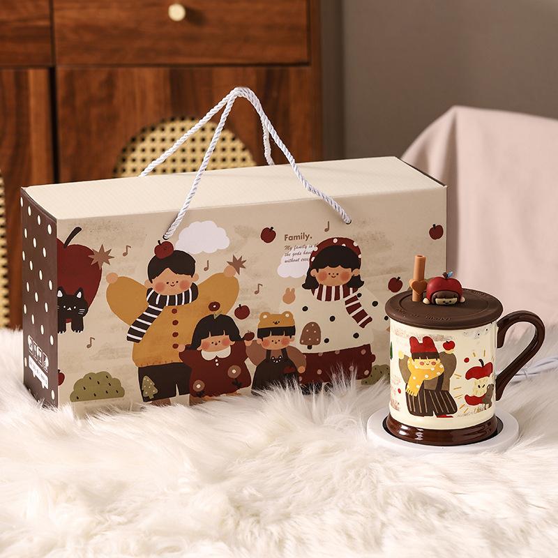 

Время для родителей и детей Теплая чашка Керамическая кружка Сувенир для мероприятия Постоянный термос Праздничный подарок 401-500ml