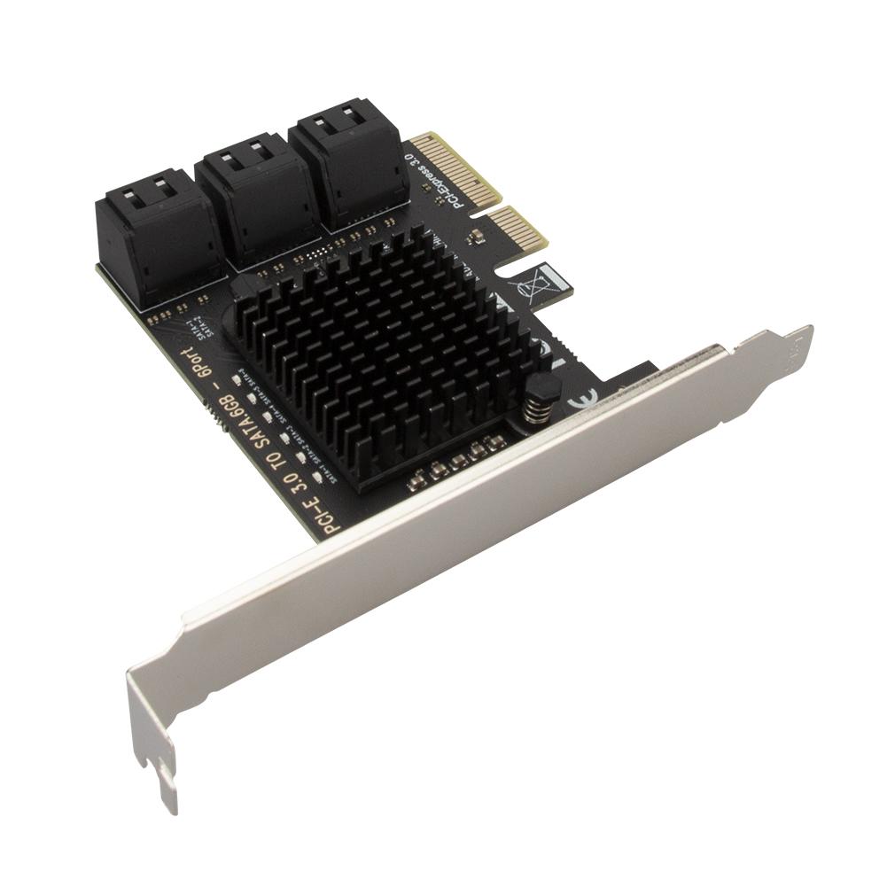 6 Port SATA III To PCIe PCI Express 3.0 4X 6Gbps Expansion Card Adapter for HDD Desktop Workstation Server Industrial Equipment