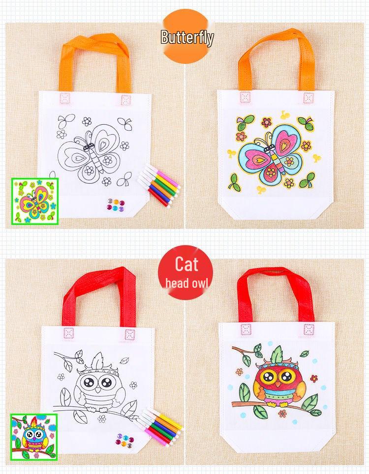 Children's DIY Graffiti Tote Bag – Eco-friendly Non-woven Art Bag for Creative Kindergarten Projects