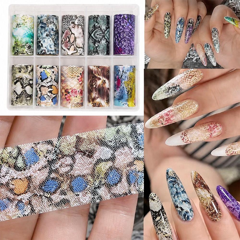 Stripe Pattern Nail Foils Leopard Print Nail Decals Fashion Nail Stickers Nail Decoration