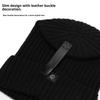Wool Blend Beanie Hat with Button Strap Knitted Cap Ear Protection Outdoor Winter Warmth (OS)