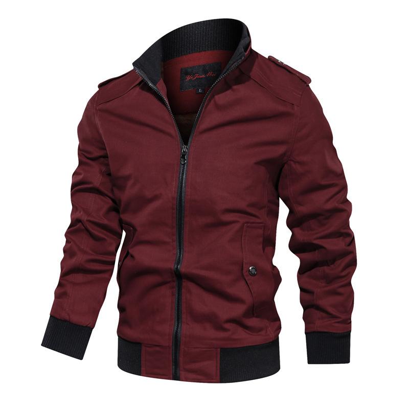 Весенне-осенняя мужская куртка с воротником-стойкой для альпинизма, повседневная, из чистого хлопка, однотонное верхнее пальто M