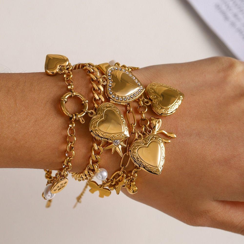 Star Smooth Love Pendant Bracelet Pearl Photos Heart Hand Chain  Hand Accessory