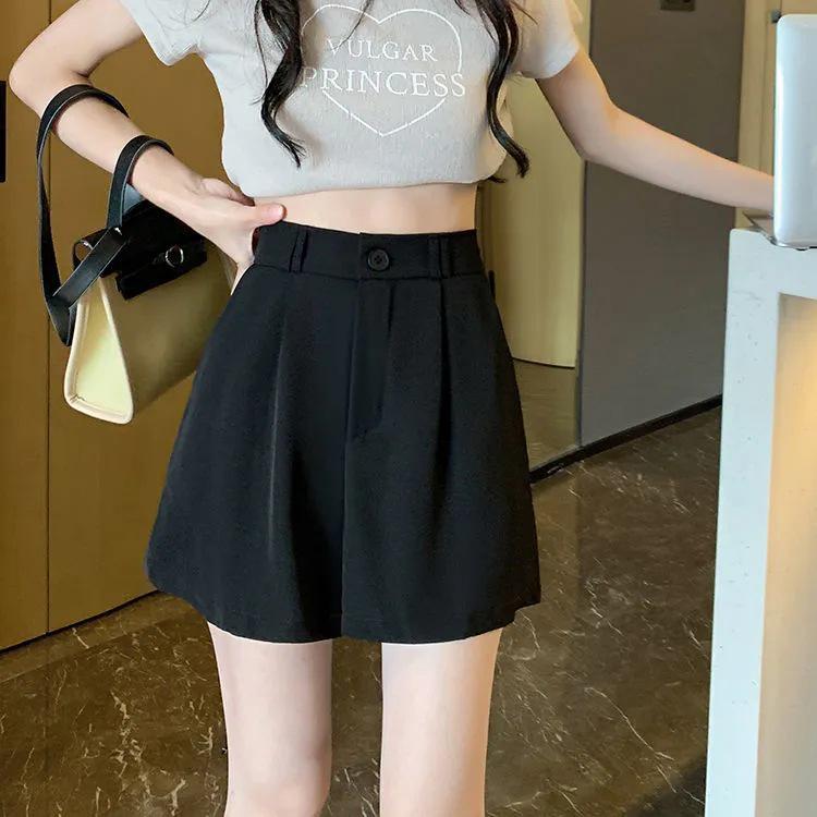 2024 Summer Women's High Waist A-Line Shorts - Korean Style, Versatile, Casual, Slimming, Wide-Leg