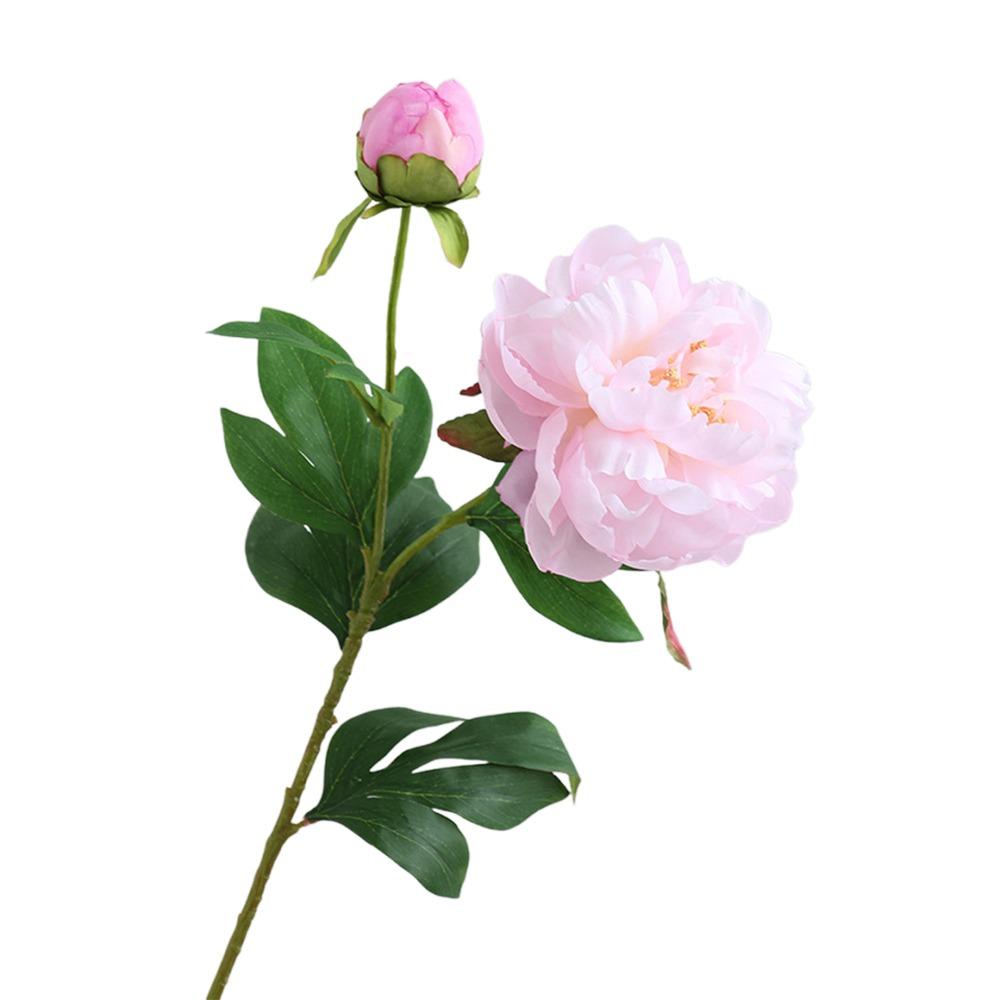 

2 Heads Greenery Leaves Lifelike Flowers Silk Plastic Bridal Bouquets Home Decoration світло-рожевий колір