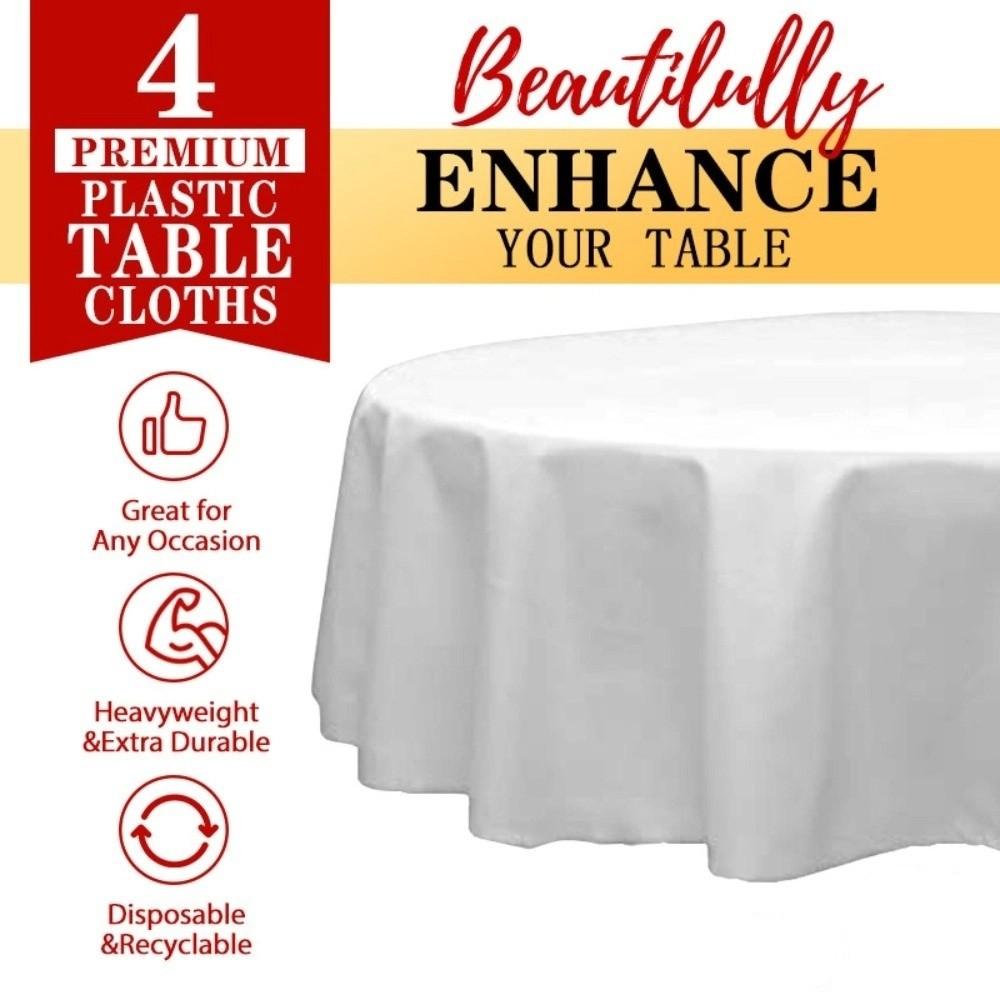 10pcs 84 In Disposable Tablecloth Elastic Printed Plastic Table Covers Waterproof PEVA Round Tablecloths Birthday Party