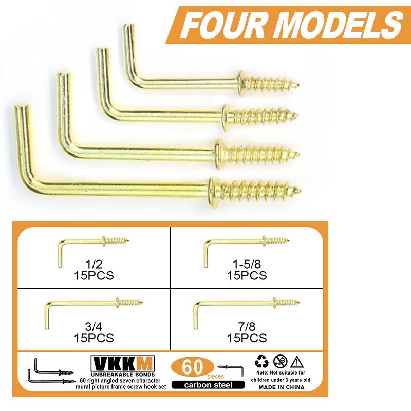 

60 шт. прямоугольный набор из семи символов для настенной рамки с винтами и крючками