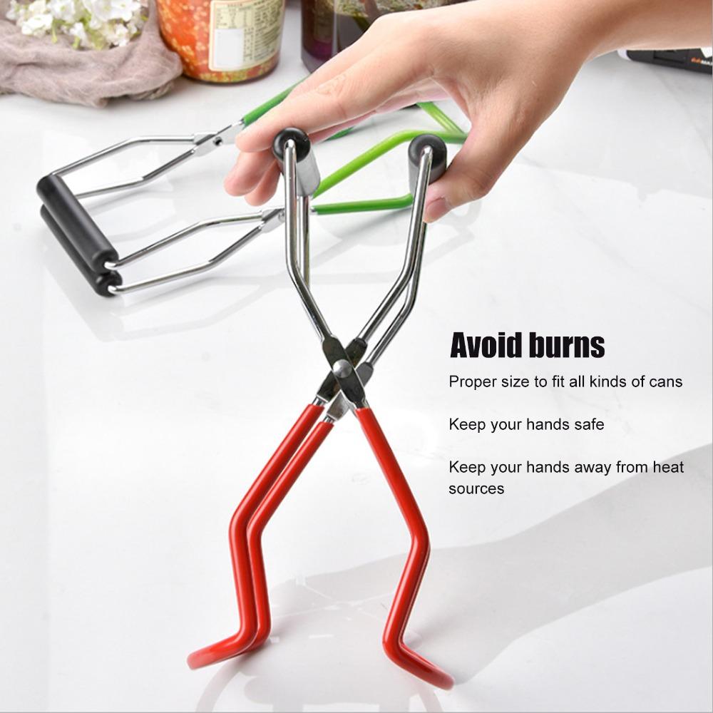 2PCS Stainless Steel Canning Jar Lifter Non-slip Handle Jar Lifter Tongs  Home Kitchen