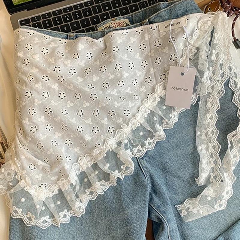 Korean Lace Headband Triangle Scarf Headscarf Western Style Mixed Overlapping Triangle Scarf Half Body Skirt Butt Curtain Female