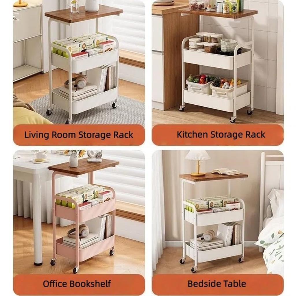 Multifunctioneel Mobiel Opbergrek Met 3 Planken En 4 Wielen Perfect Voor Woonkamer Slaapkamer Studentenkamer Of Werkplaats