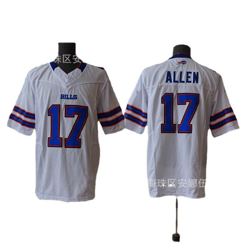 Mens Rugby Jersey T-Shirt With Embroidered Team Player Numbers 14 DIGGS 17 ALLEN Buffalo Bills Fans