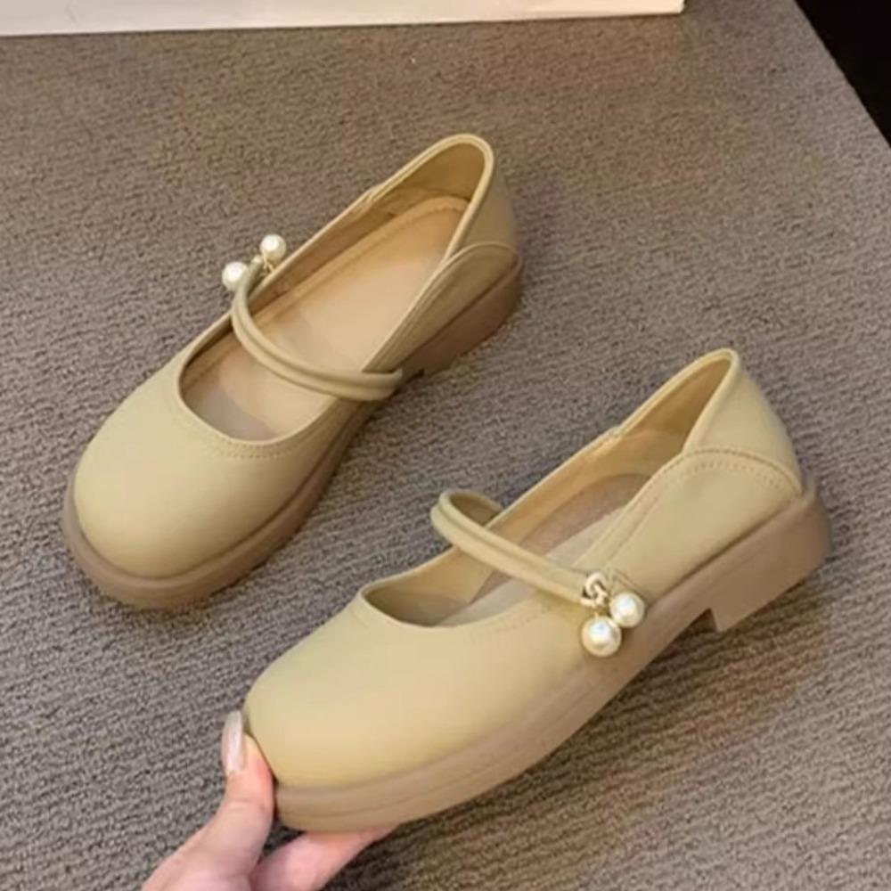 Leather Shoes for Women's 2026 New Spring/summer Flat Bottomed Loafer Leather Shoes Leather Mary Jane Pumps for Women