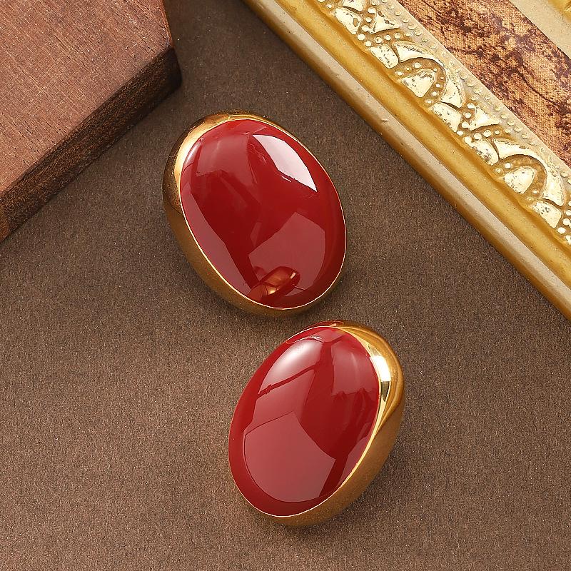 Hong Kong style fashionable personality burgundy enamel dripping oil geometric stud earrings light luxury elegant temperament high-end earrings красный