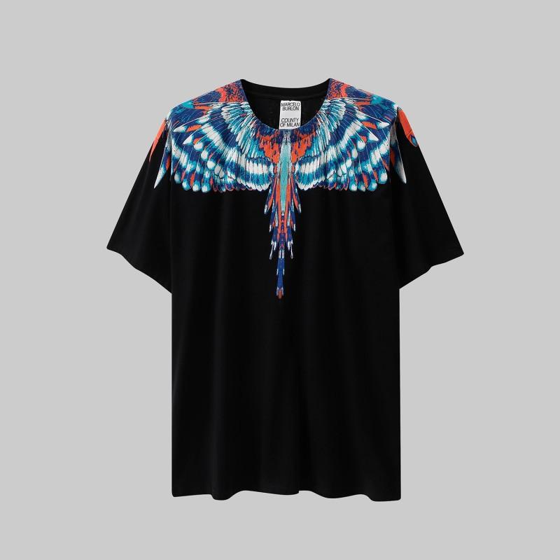 MB Gradient Wings T Shirt Men Women Loose Casual Short Sleeve Tee